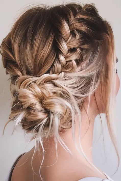 20 Cute Christmas Hairstyles Ideas for Kids, Teens, and Women with Short or Long Hair Womens Up Hairstyles, Jr Bridesmaid Hairstyles Updo, Bridesmaid Hair Winter, Christmas Hair Updo, Bun And Braid Hairstyles, Junior Bridesmaid Hair Updo, Teen Updo Hairstyles, Braided Low Bun Hairstyles, Hairstyles With Hair Up