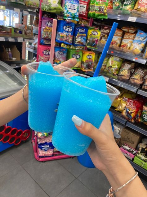 Blue Raspberry Slushies, Blue Slushie Aesthetic, Blue Raspberry Aesthetic, Slushies Aesthetic, Blue Raspberry Slushie, Best Disneyland Food, Tropical Food, Smoothie Drink Recipes, Sleepover Food