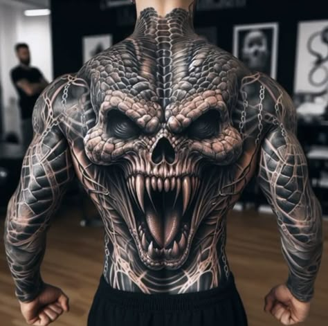 Evil Sleeve Tattoos For Men, Arm Sleeve Men Tattoo, Man Back Tattoo Ideas, Back Hand Tattoos For Guys, Gothic Forearm Tattoos Men, Back Of The Arm Tattoo Men, Illusion Tattoo Men, Evil And Good Tattoo, Norse Sleeve Tattoo