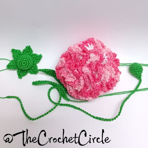 Crochet carnation flower bookmark Crochet Carnation Flower, Carnation Crochet, Crochet Carnation, Carnation Pattern, Make A Bookmark, Crochet Chain Stitch, Mini Carnations, Crochet Flowers Free Pattern, Crochet Chain