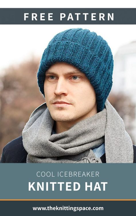 Looking for a simple DIY Father's Day gift? Try your hands on this thick and warm knitted hat for men. This easy knitting pattern is worked bottom up with rib and also makes for a great knitting project for charity or business. | Discover over 4,500 free knitting patterns at theknittingspace.com #handknithat #fallknittingpatterns #winterknittingpatterns #knittedaccessories Knit Hats For Men, Knitted Caps For Men, Knit Stocking Cap Pattern Free, Garnstudio Drops Design, Mens Hat Knitting Pattern, Mens Knit Beanie, Fall Knitting Patterns, Beanie Pattern Free, Easy Knit Hat