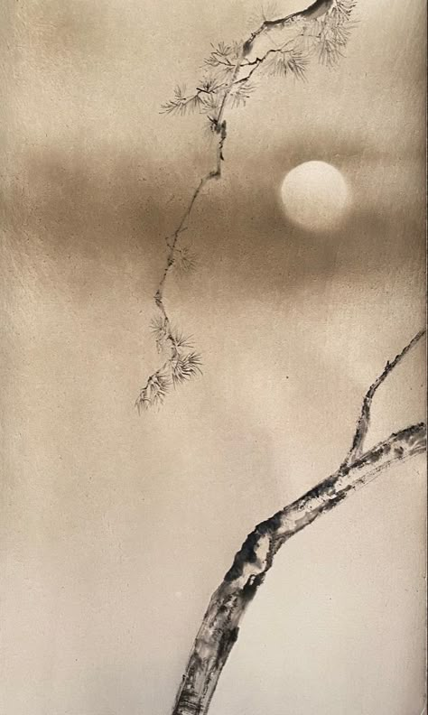 Traditional Japanese Ink Painting, Japanese Moon Painting, Traditional Japanese Art Landscapes, Japanese Ink Painting Landscape, Traditional Japanese Landscape Art, Estilo Japandi, Traditional Chinese Ink Painting, Japan Wall Art, Chinese Landscape Painting