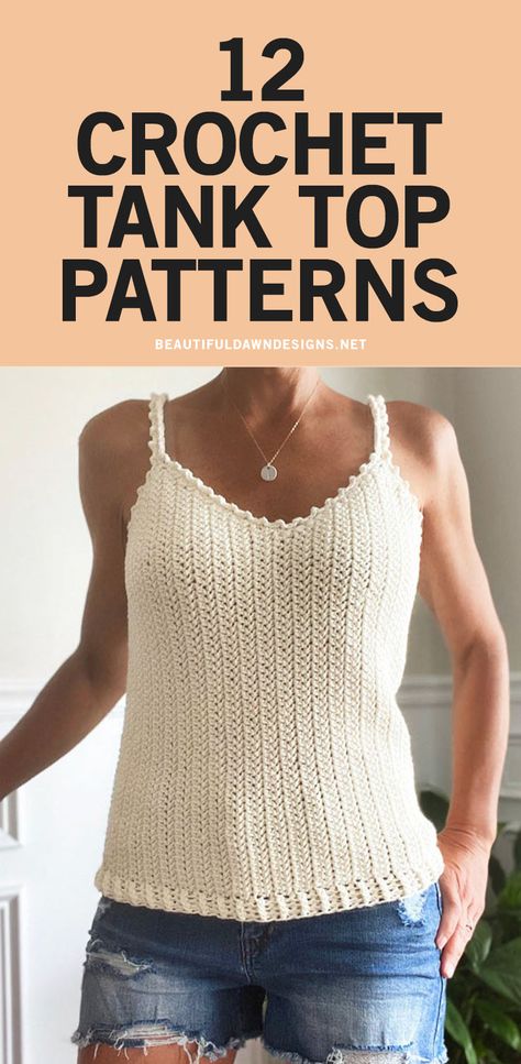 Diy Crochet Top Pattern, Tank Top Patterns, Crochet Tank Top Free, Beautiful Dawn, Crochet Tank Tops, Crochet Women, Crochet Summer Dresses, Tank Top Pattern, Crochet Sweater Pattern Free