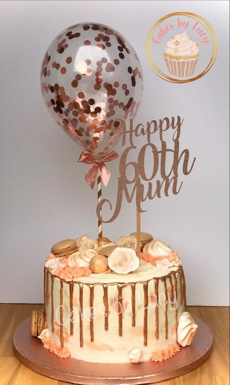 60tj Birthday Cake For Mom, 60th Birthday Cake Mom, Drip Cake 60th Birthday, Cake Ideas For Mum Birthday, 65 Th Birthday Cake, Mum 60th Birthday Cake, Rose Gold 60th Birthday Cake, 6oth Birthday Party Ideas, 6oth Birthday Cake