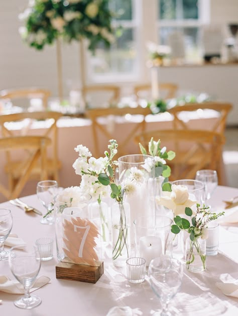 Wedding Table Small Vases, Mixed Vases Wedding Table, Minimalist Wedding Flowers Simple Centerpieces, Centerpieces Bud Vases, White Bud Vase Centerpiece, Bud Vases With Floating Candles, Ikea Bud Vase Wedding, Wedding Centerpieces Candles And Bud Vases, Wedding Simple Floral Centerpieces