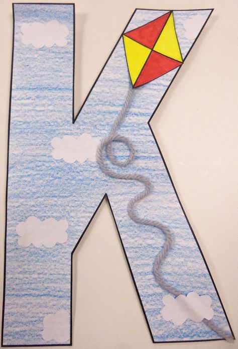 K is for Kite Letter K Preschool, Kites Preschool, Letter K Crafts, Alphabet Recognition, Name Crafts, K Crafts, Alphabet Crafts, Spring Preschool, Preschool Letters