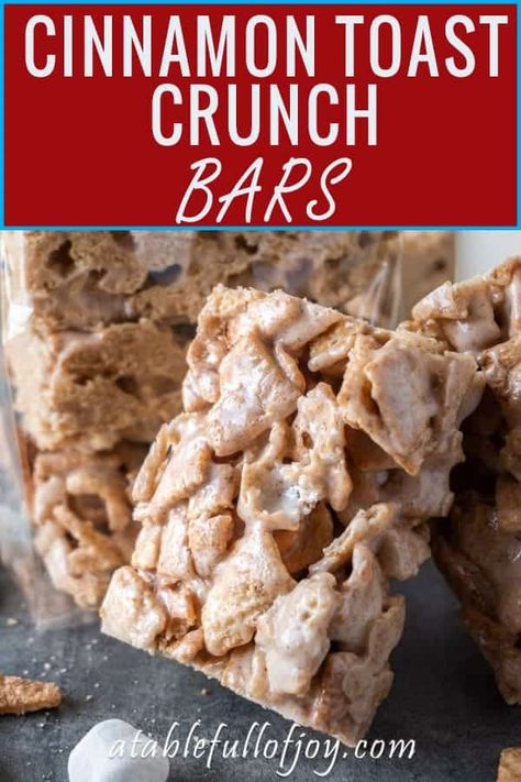 No Bake Cereal Bars, Cinnamon Toast Crunch Bars, Cereal Bars Recipes, Crunch Bars, Crunch Recipe, Cereal Dessert, Cinnamon Crunch, Krispie Treats Recipe, Crunch Cereal