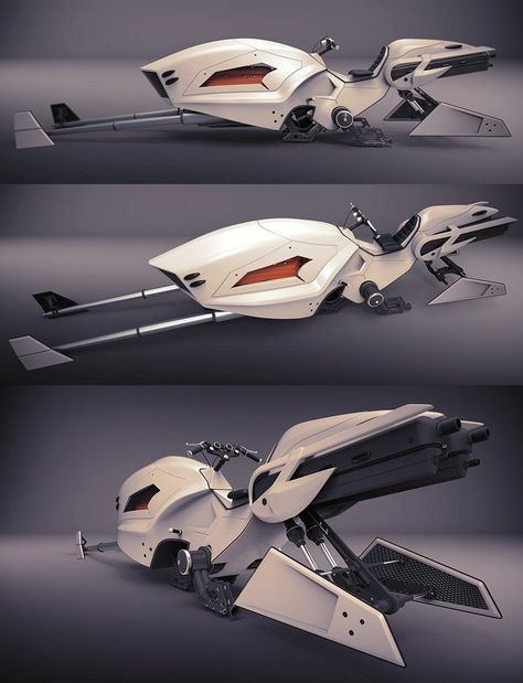 Hover Bike, Hover Car, Concept Vehicles Sci Fi, Speeder Bike, Sci Fi Spaceships, Star Wars Spaceships, Space Ship Concept Art, Scifi Fantasy Art, Futuristic Motorcycle