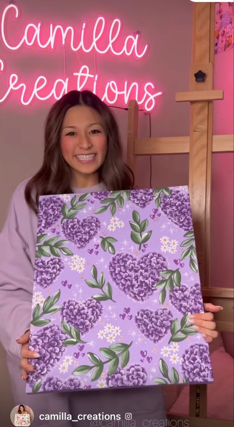 Camilla_creations Camilla Creations, Hydrangea Painting, Purple Painting, Painting Inspo, Heart Painting, Art Drawings Sketches Creative, Purple Heart, Diy Art Painting, Canvas Paintings