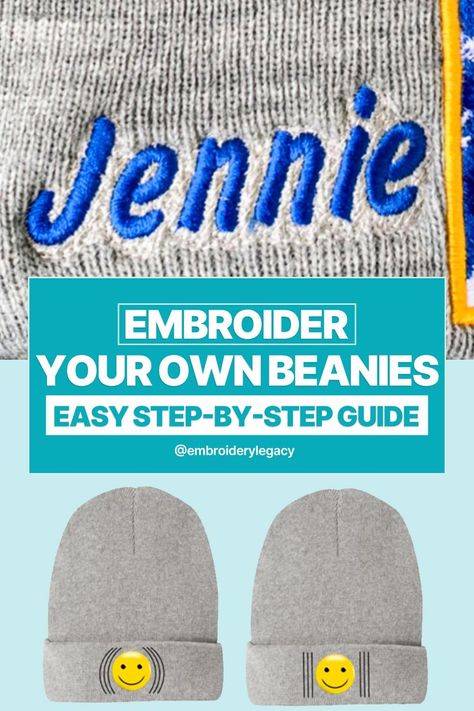 DIY Beanie Embroidery Tutorial: Easy Step-by-Step Instructions for Customizing Your Own Beanies Embroidery Ideas To Sell Products, Items To Embroider On, Beanie Embroidery Diy, Diy Embroidery Hat, Diy Beanie, Beanie Embroidery, Free Machine Embroidery Designs Patterns, Embroidery Items, Embroidery Easy