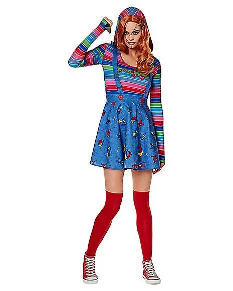 Chucky Costume Female, Chucky Dress, Good Guys Chucky, Home Halloween Costumes, Chucky Costume, Good Guy Doll, Baby Costumes Girl, Horror Costume, Red Socks