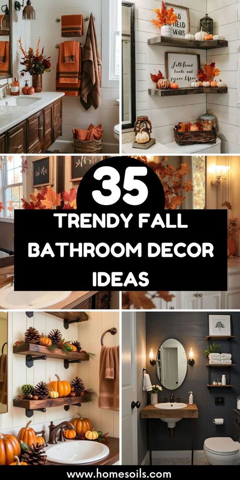 Bathroom Decor For Fall, Fall Decor In Bathroom, Thanksgiving Bathroom Decor Ideas, Decor Ideas For Small Bathroom, Fall Restroom Decor Ideas, Thanksgiving Bathroom Decor, Autumn Bathroom Decor, Fall Kitchen Table Decor, Ideas For Small Bathroom