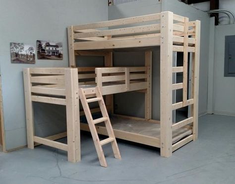 L Shaped Custom Triple Bunk Bed