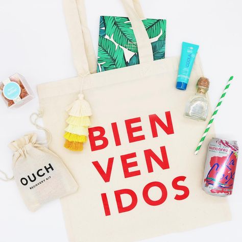 Ten Must-Haves for Your Wedding Welcome Bags | Minnesota Bride Welcome Bags Wedding, Mexico City Wedding, Cold Wedding, Purple And Gold Wedding, Wedding Mexico, Destination Wedding Welcome Bag, Mini Champagne Bottles, Welcome Bag, Wedding Itinerary