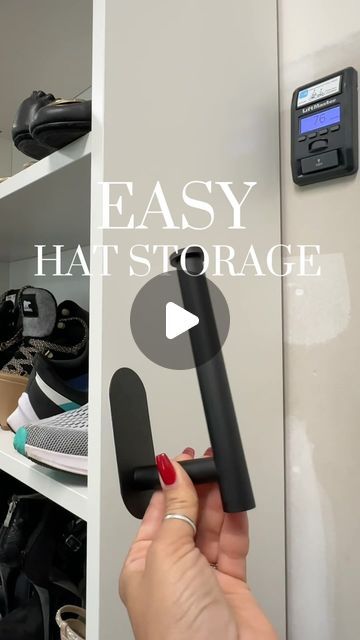 Diana Whitcomb | Home Design & Decor on Instagram: "GAME CHANGER!

Comment: HAT for direct dm link

👉🏽Note: Sometimes dm links can get hidden if you aren't following my account first. So If you don't get the link, you can always find the link to shop my home in my bio. 

I don’t know about you but my husband has a TON of hats! My issue was I never knew where to put them all. So I put this adhesive holder on the side of the shelf in the garage so when he walks out the door, he can grab, and go.  it can hold so many hats and keep them out of the way! 👏🏽

As always, if you like simple home hacks Follow @whitcomb_home for more home inspo

#amazonfinds #tipandtricks #hatholder #simplestorage #amazonmusthaves #storageideas #organizinghacks

Hat organizer, simple ways to organize, boys room d Hat And Belt Organization, Organizing Hats Baseball Caps, Hat Organizer, How To Organize Winter Hats And Gloves, Hat Orhanisation, Men’s Hat Organization, Hat Storage Ideas, Cap Organizer, Boys Room Design