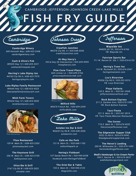 Jefferson Co. Fish Fry Guide Fish Fry Flyer, Fish Fry Menu, Best Oil To Fry Fish, Least Fishy Tasting Fish, Red Sea Fish Guide, Fish Fry, Supper Club, Fried Fish, Share Photos