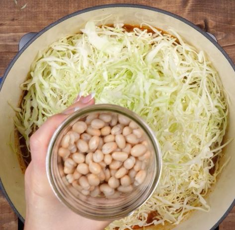 Shred some cabbage and whip up a hearty soup in under 1 hr Country Cabbage, Shredded Cabbage Recipes, Beans In A Crockpot, Substitute For Heavy Cream, Cabbage Stew, Creamy Soups, Shredded Cabbage, Cabbage Soup Recipes, Cooked Cabbage