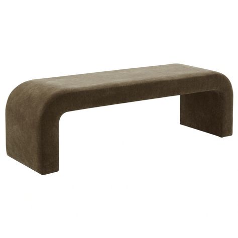 SAFAVIEH Couture Caralynn Curved Waterfall Upholstered Bench (Fully Assembled) - 62" W x 18" D x 19" H - On Sale - Bed Bath & Beyond - 36055035 Waterfall Bench, Dark Olive Green, Green Brands, Upholstered Bench, Furniture Outlet, Outlet Store, H Style, Furniture Outlet Stores, Round Corner