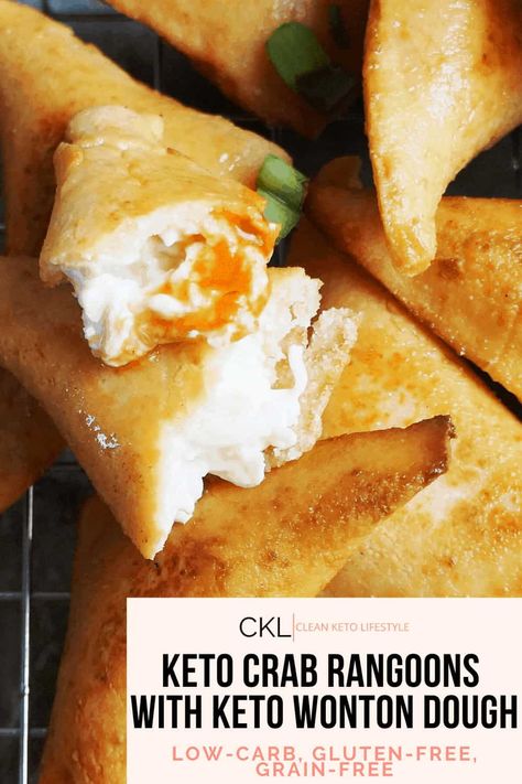 These Keto Crab Rangoons are perfect for game day, cocktail hours, or even your next dinner party! They are also are keto, low-carb, grain-free, and gluten-free! And they only take 20 minutes to make! Crab And Cream Cheese, Crab Rangoons, Quick Keto Meals, Keto Snacks Easy, Clean Keto, Delicious Appetizer Recipes, Low Carb Sides, Keto Meal Prep, Keto Recipes Dinner