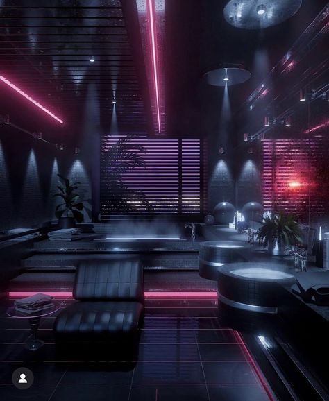 Futuristic Luxury Interior, Vaporwave Interior Design, Cyberpunk Bathroom, Vaporwave Interior, Cyberpunk Room Interiors, Cyberpunk House, Cyberpunk Room, Character Themes, 80's Room