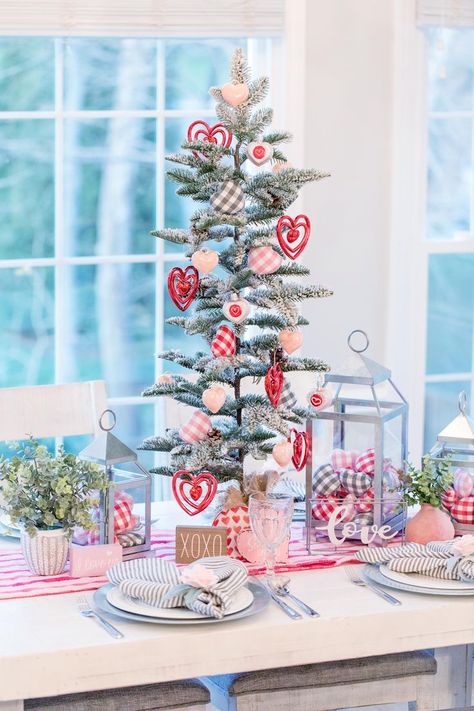 Valentine’s Day ideas, decor, DIY projects, inspiration! Create DIY cost-effective Valentine’s Day wreaths, napkin rings, and tablescapes. Valentine’s Tablescape, Valentine Day Centerpieces Ideas, Valentine Tablescape Centerpiece Ideas, Winter Valentine Decor, Valentine’s Day Tablescape, Valentines Day Tablescapes, February Winter, Valentine Tablescape, Decor Valentines Day