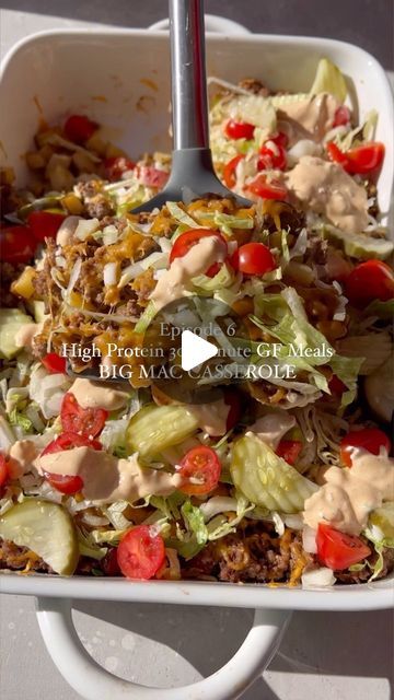 Big Mac Casserole Whole 30, Marys Whole Life Big Mac Casserole, Big Mac Casserole Keto, Healthy Big Mac In A Bowl, Big Mac Fries, Mary’s Whole Life Big Mac Casserole, Macro Friendly Big Mac Salad, Mac Recipes, Big Mac Casserole