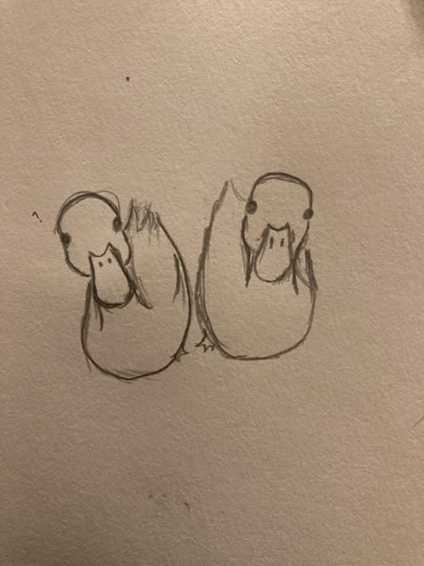 2 Ducks Drawing, Adorable Things To Draw, Cute Lil Drawings Simple, Spicy Doodle Art, Duck Couple Drawing, Two Ducks Drawing, Tiny Duck Drawing, Matching Drawing Ideas, Cool Duck Drawing