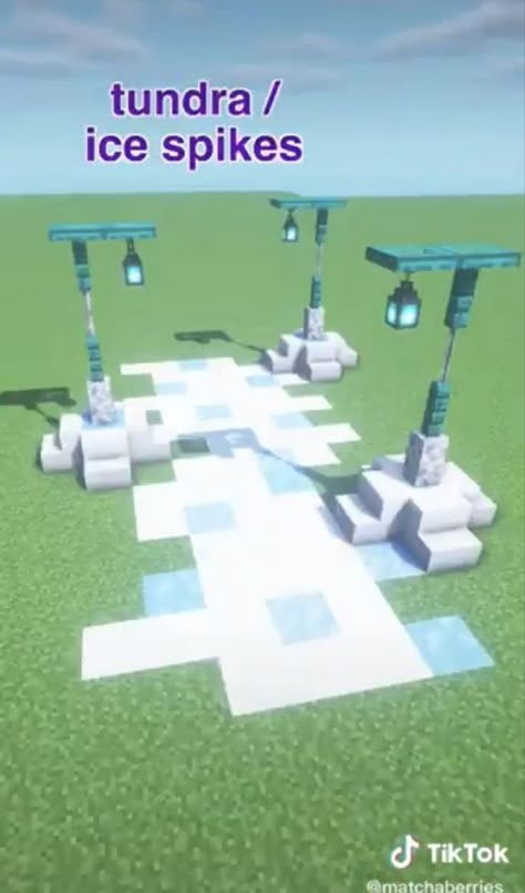 Ice Path Minecraft, Minecraft Ice House Ideas, Tundra Minecraft Builds, Minecraft Houses Ice Biome, Minecraft Polar Bear Habitat, Snow Biome Builds Minecraft, Minecraft Ice Castle Blueprints, Ice Biome Minecraft Builds, Ice Biome House Minecraft