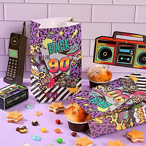 Ships within 24 Hours or Less! Buy This Product Form Our Website For Your Amazing Party! Zonon 28 Pieces 90s Party Favor Bags 90s Party Treat Bags Back to 90's Party Bags Kraft Paper 1990s Candy Cookie Goodie Bags for 90's Throwback Birthday Party Supplies, 8.3 x 4.7 x 3.1 Inch Shop at... Cookie Goodie Bags, 1990s Candy, 90s Party Ideas, Candy Cookie, 90s Throwback, 90s Party, Candy Cookies, Party Treats, Party Favor Bags