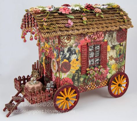 Miniature Wagon, Craft Consortium, 3d Templates, Glitter Houses, Fairy Garden Houses, Fairy Garden Diy, Cardboard Crafts, Nature Crafts, Fairy Houses