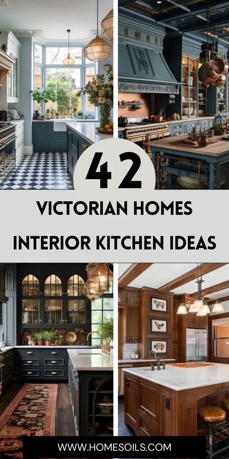 Discover 42 Victorian kitchen interior ideas that blend vintage charm with modern function! Get inspired to create a timeless and elegant space—click for beautiful designs! Modern Victorian Kitchen Design, Vintage Victorian Kitchen, Kitchen Ideas Victorian House, Victorian Modern Kitchen, Victorian Homes Interior Kitchen, Victorian Kitchen Design, Victorian Home Kitchen, Victorian Kitchen Cabinets, Victorian Kitchen Remodel