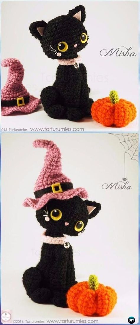 Kat Haken, Crochet Pour Halloween, Knitting Amigurumi, Confection Au Crochet, Crochet Cat Pattern, Pola Amigurumi, Halloween Crochet Patterns, Crochet Amigurumi Free, Holiday Crochet