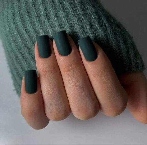 Matte Short Nails, Press Ons Nails, Glue On Nails Short, Matte Green Nails, Acrylic Nails Short, Green Press On Nails, Indian Nails, Nails Press Ons, Nails Short Square