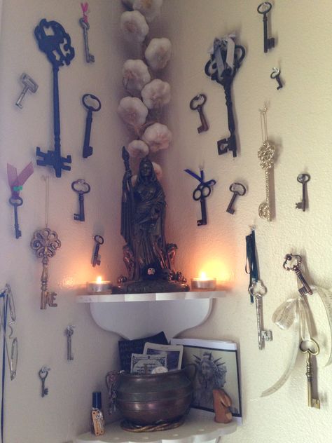 Altars:  Hekate #Altar. Hekate Altar, Witchy Academia, Hecate Goddess, Witches Altar, Wiccan Altar, Pagan Altar, Sacred Space, Book Of Shadows, Ritual