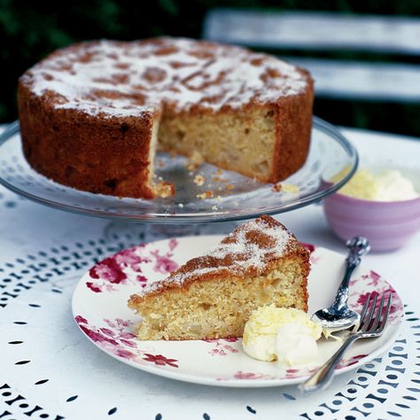 An apple cake recipe made with fresh bramley apples and lemon juice and zest. Serve with clotted cream. Apple Yoghurt Cake, Bramley Apple, Apple Cake Recipe, Yoghurt Cake, Delicious Magazine, African Recipes, Apple Cake Recipes, A Piece Of Cake, Clotted Cream