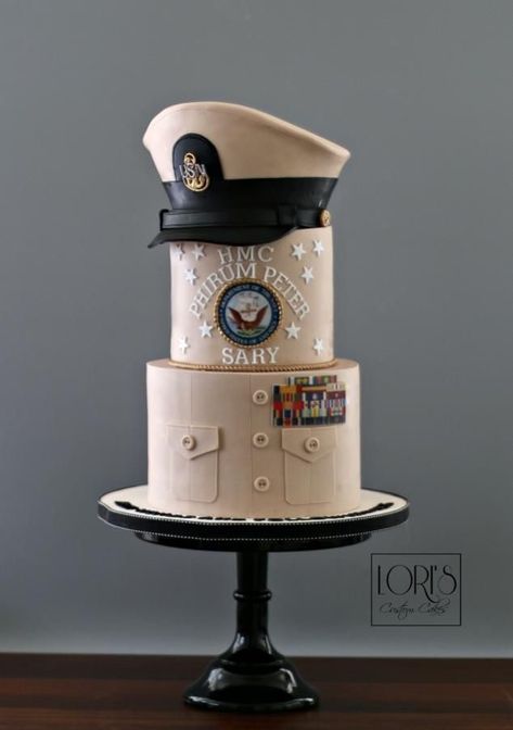 Navy Retirement Party, Man Cake Ideas, Navy Cakes, Cakes For Wedding, Navy Retirement, Military Cake, Fake Cakes, Retirement Cake, Man Cake