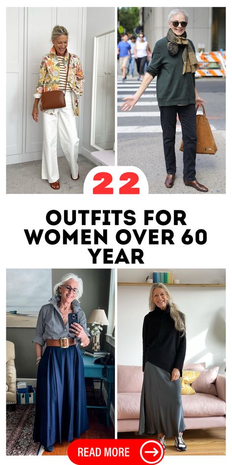 Discover 22 stunning outfits for women over 60 that blend casual comfort with chic elegance. Whether you're looking for summer styles, dressy options, or classy everyday looks, our guide covers trendy and timeless ideas to enhance your wardrobe. Perfect for those seeking casual chic, casual classy, and plus-size fashion inspirations. Styles For Over 60 Women Fashion Tips, Outfits For Older Women Over 60, Outfits For Women Over 60 Casual, Stylish Older Women Over 60, 60 Fashion Woman, Over 60 Fashion Classy, Fashion Over 50 Women, Sarojini Nagar, Outfits For Women Over 50