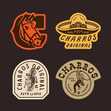 Radical Design Co. | . Sticker set for our amigos at @charrosoriginal - - #brand #branding #brandlogo #logo #logotype #logodesign #design #badgedesign… | Instagram Western Logo, Horse Logo Design, Radical Design, 2022 Sticker, Logo Design Inspiration Vintage, Instagram Sticker, Western Grunge, Logo Character, Horse Brand