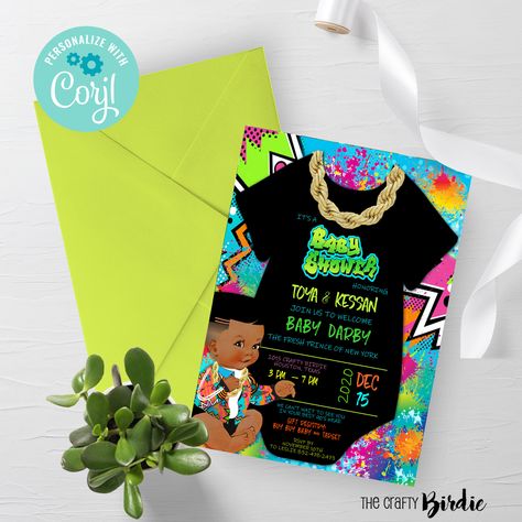 Fresh Prince Baby Shower, 90s Birthday Invitation, Fresh Prince Of Belair, Prince Baby Shower Invitations, Hip Hop Birthday, Princess Baby Shower Invitation, Prince Birthday, Prince Baby Shower, Invitations Diy