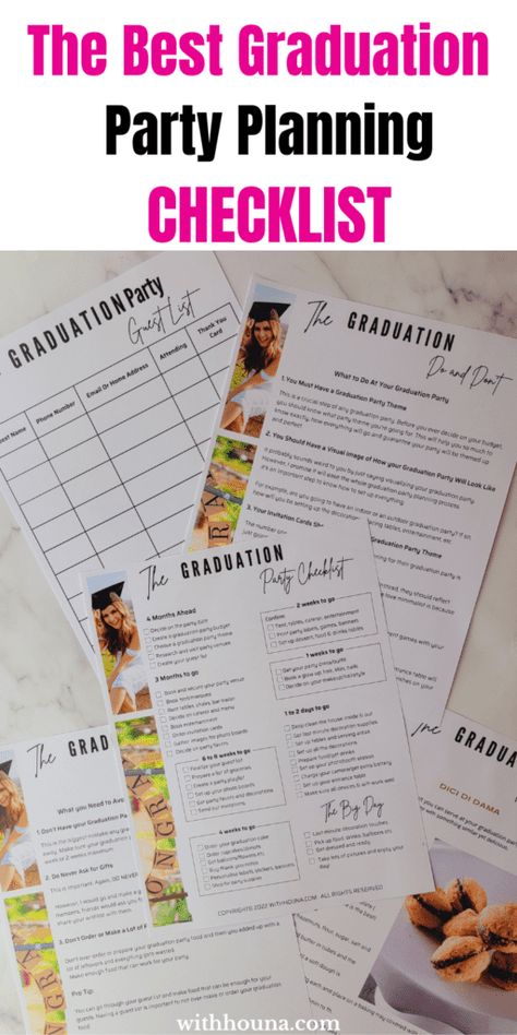 Planning Graduation Party, Plan Graduation Party, How To Plan A Graduation Party, High School Graduation Checklist, Grad Party Planning Checklist, Graduation Checklist, College Graduation Party Checklist, Graduation Party List Checklist, Graduation Planning Checklist