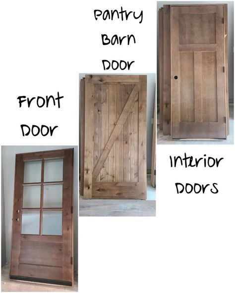 European Farmhouse Interior Doors, Interior Doors Styles Farmhouse, European Farmhouse Front Door, Knotty Alder Interior Doors And Trim, Stained Pine Doors Interior, Interior Doors Farmhouse Style, Knotty Alder Doors With White Trim, Knotty Alder Trim And Doors, Cabin Interior Doors