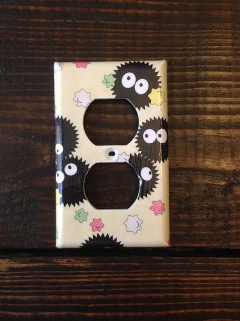 Soot Sprites Light Switch And Other Style Covers | Spirited Away - Star Candies - Studio Ghibli - Anime Decor - Disney Decor - Nursery - Art #animationstudio #animation #studio #room Studio Ghibli Nursery, Ghibli Nursery, Studio Ghibli Room, Studio Ghibli Decor, Ghibli Room, Totoro Nursery, Wallpaper Studio, Zimmer Diy, Ghibli Anime