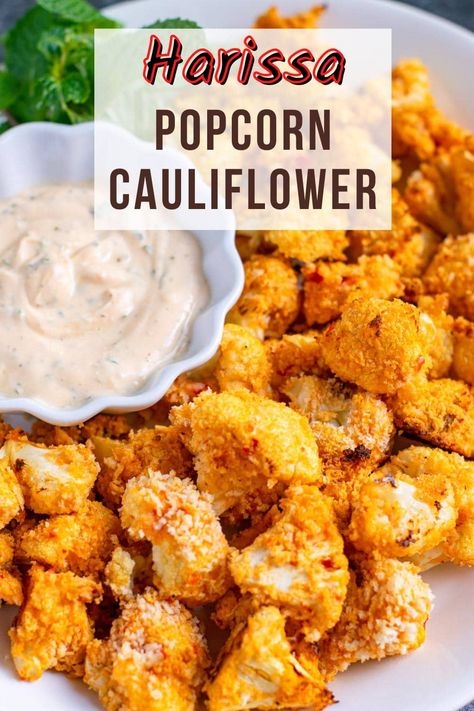 Harissa Popcorn Cauliflower - Carve Your Craving Popcorn Cauliflower, Cauliflower Popcorn, Caprese Bruschetta, Tortilla Pinwheels, Yogurt Marinade, Gluten Free Panko, Red Chili Sauce, Vegan Substitutes, Bite Size Appetizers