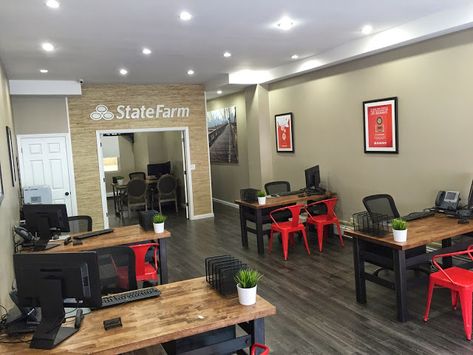 State Farm Office Rennovation | Industrial Office Furniture Insurance Agent Office, State Farm Office, Insurance Office, Farm Furniture, Farm Office, Office Layout Ideas, Industrial Office Furniture, Business Office Decor, Agency Office