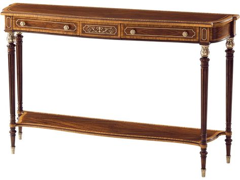 Theodore Alexander Furniture Large Tomlin Console Table SC53001 Theodore Alexander Furniture, Living Room Console Table, Colorado Style, Console Table Styling, Hickory Furniture, Living Room Console, Theodore Alexander, Traditional Living Room, Brass Accents