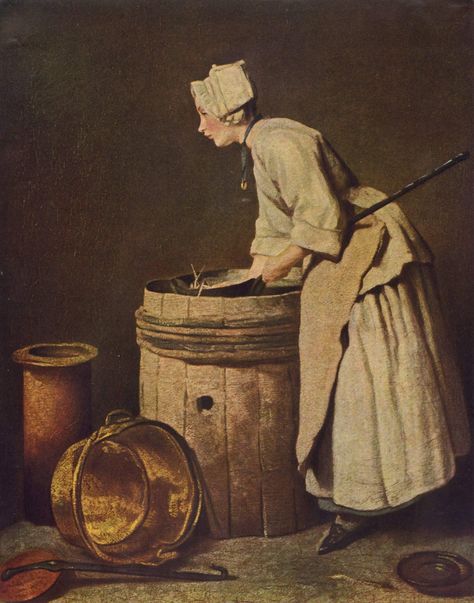 Anonimo, domestica Scullery Maid, Women At Work, 18th Century Paintings, 18th Century Clothing, Women In Art, Working Women, Century Clothing, National Gallery Of Art, Jean Baptiste