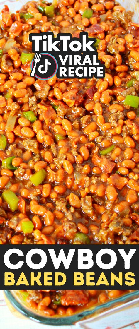 Dive into the rich, smoky flavors of these authentic Cowboy Baked Beans! Perfect for BBQs, potlucks, or a comforting family dinner. This recipe brings the spirit of the Wild West straight to your table. Paired with crispy bacon, seasoned beef, and a hint of sweetness, it's an authentic dish that'll have everyone coming back for seconds. 🍛🤠🔥 #CowboyBakedBeans #BBQSideDish #RusticRecipes #WesternFeast Cowboy Beans With Hamburger And Sausage, Cowboy Potluck Ideas, Western Baked Beans, Grilled Baked Beans, Cowboy Beans For A Crowd, Wild West Recipes, Cowboy Beans With Bushes Baked Beans, Instant Pot Cowboy Beans, Cowboy Baked Beans With Hamburger Bacon