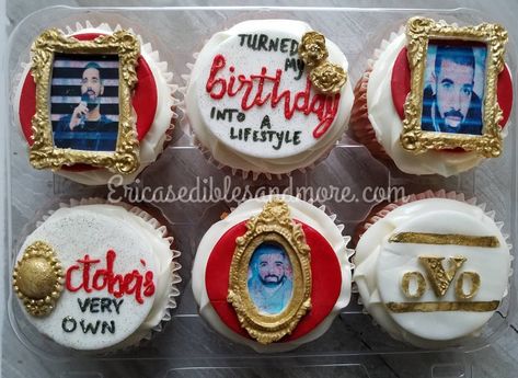 Drake Cupcakes, Drake Birthday Cake, Drake Birthday, Banana Split Cupcakes, Drake's Birthday, Strawberry Cupcakes, Cupcake Toppers, Drake, Cupcake