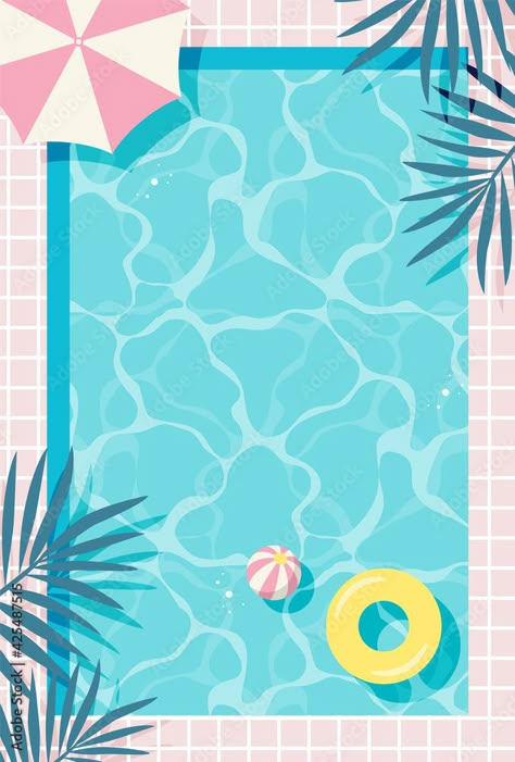 Pool Party Background Wallpaper, Pool Party Graphic Design, Pool Graphic Design, Invitaciones Para Pool Party, Invitaciones Pool Party, Summer Cute Wallpaper, Pool Party Wallpaper, Pool Party Illustration, Summer Illustration Design