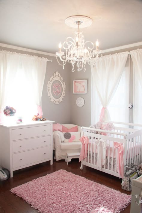 This gray and pink nursery was done on a small budget with lots of @IKEAUSA items and DIY projects! #nursery #DIY Feminine Nursery, Urban Loft, Loft Living, Jack White, Pink Nursery, Project Nursery, Baby Bedroom